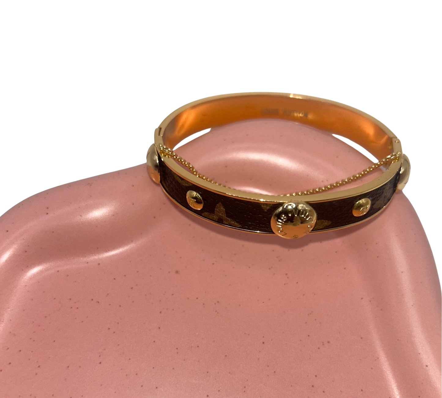 LV Brown bangle w mine chain