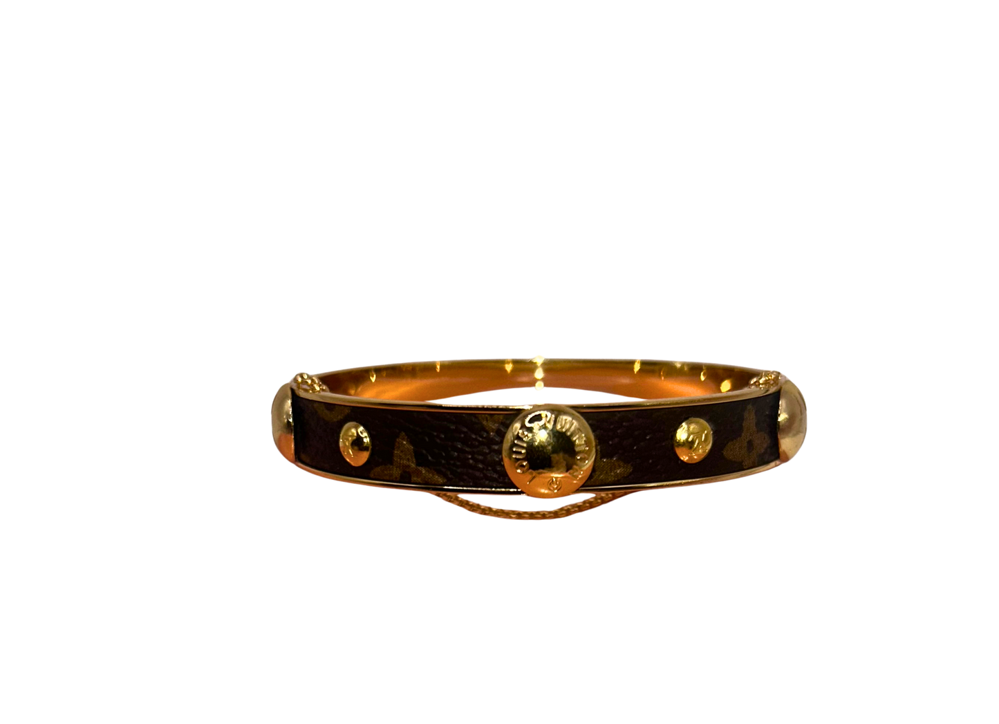 LV Brown bangle w mine chain